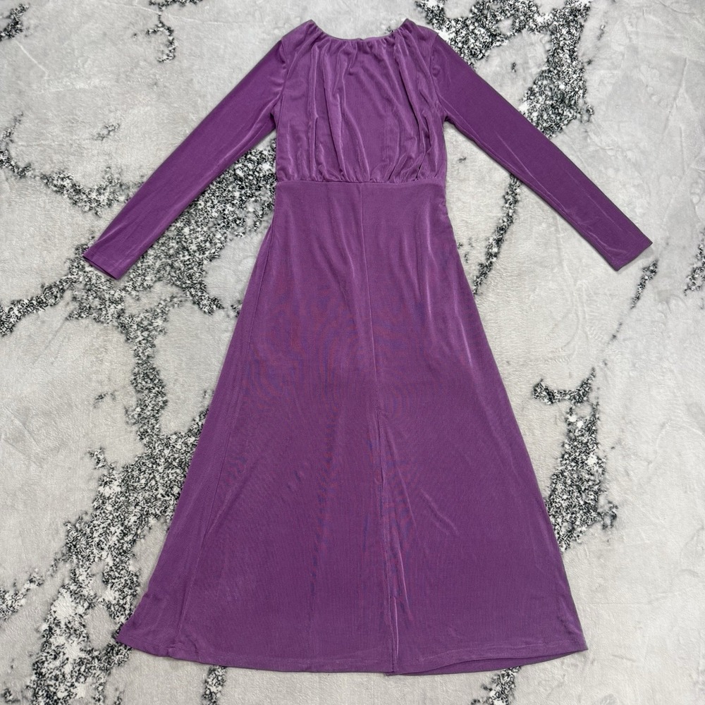 Lulus Purple Midi Dress Womens Size M Long Sleeve‎ Stretch Formal Wedding
